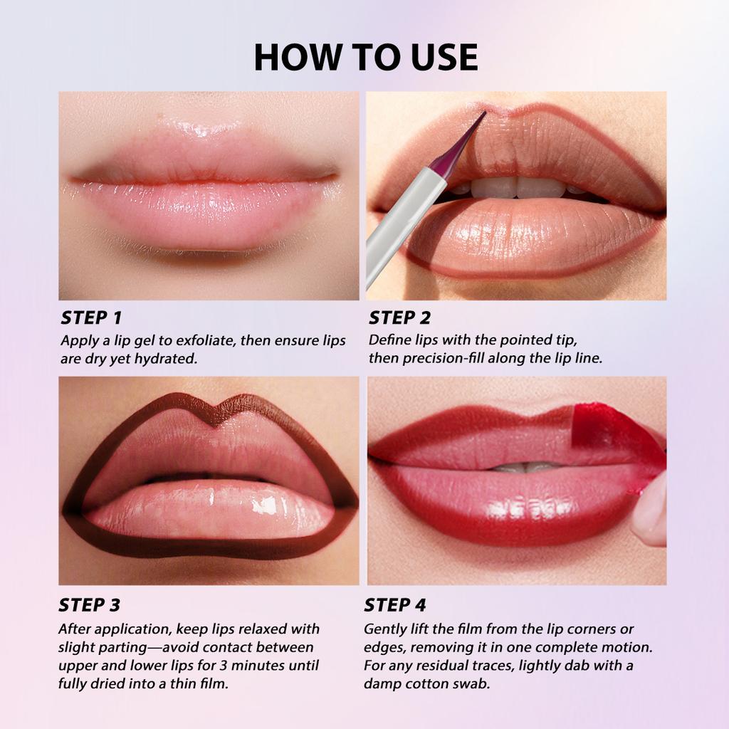 3PCS Peel Off Lip Liner Set, Long - Lasting Smudge - Resistant Water/Sweat Proof Transfer , Vibrant Multi - Color Lip Gloss , Lipstick Gift Set