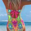 1011 New European and American Printed One-piece Swimsuit Women's Beach Hot Spring Sexy Swimsuit
