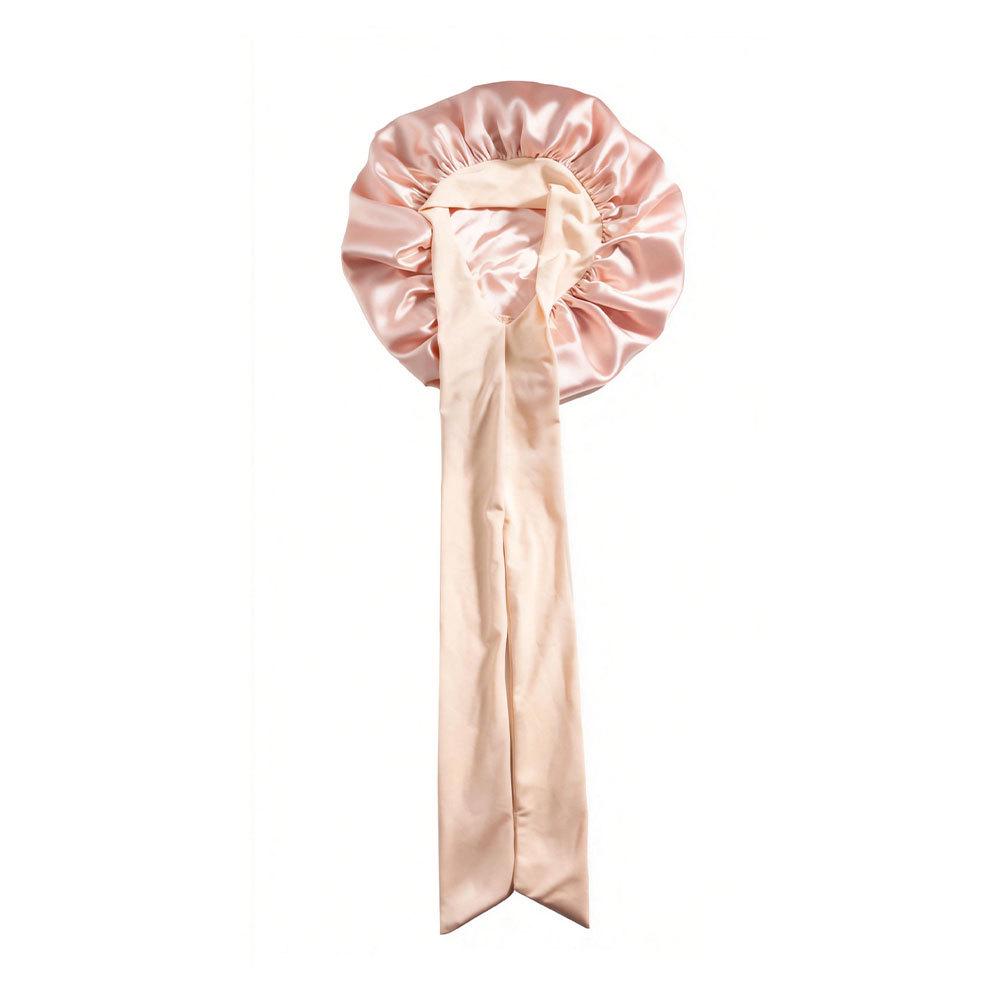 Satin Bow Ribbon Wide Brim Silk Bath Cap & Headband for Postpartum & Beauty Haircare розовый
