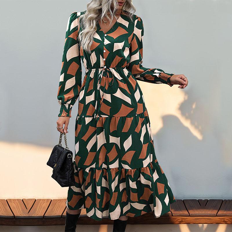 New Autumn Women's Irregular Pattern Print Dress
