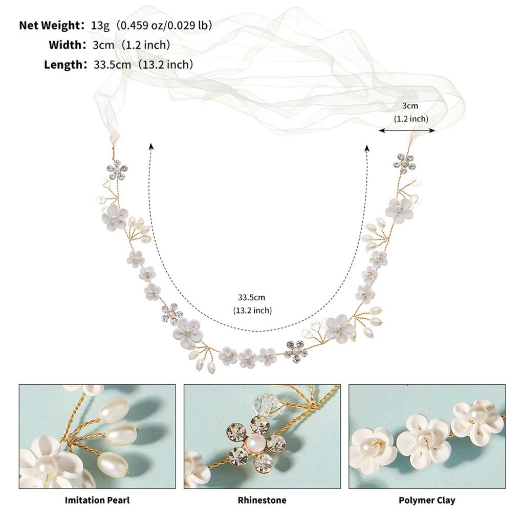 Lawn Wedding Round Garland Headband Luxurious Flash Pearls Hair Accessories for Women Hairstyle Making Tool