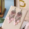 Bohemian Water Drop Rhinestone Earrings with Multi-Layer Beads - Retro Fan-Shaped Dangle Design