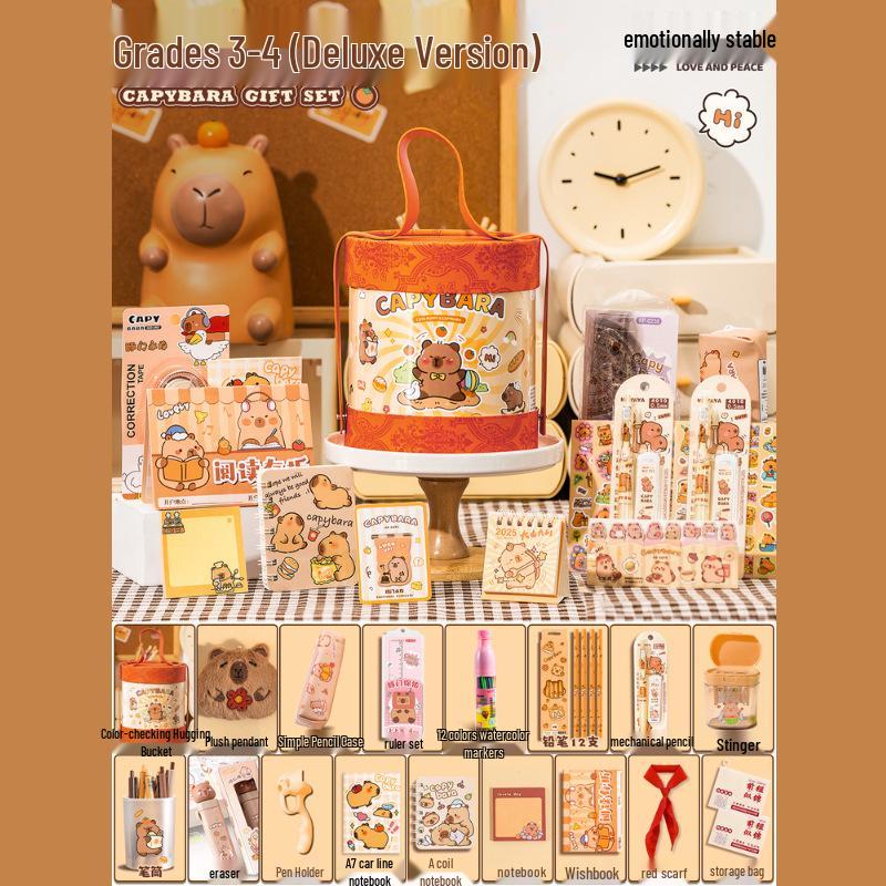 Capybara Souvenir Schreibwaren-Set - Perfektes Geschenk zum Kindertag, Geburtstag oder als Auszeichnung im Kindergarten