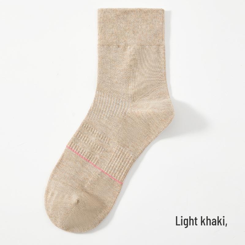 Men's Seamless Odor-Proof Socks - Antibacterial, Sweat-Absorbing, Mid-Calf, Solid Color, Xinjiang Combed Cotton