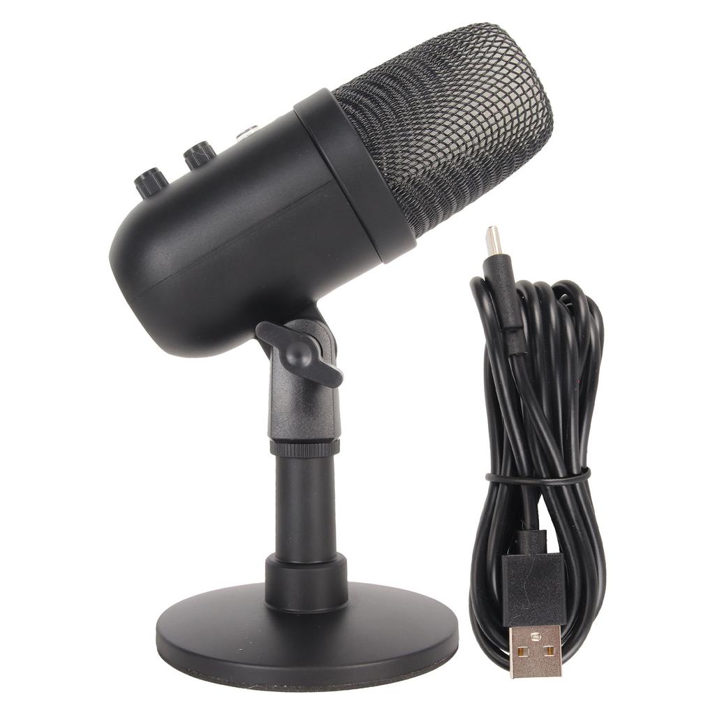 Microphone à condensateur USB Contrôle de gain Microphone rotatif à 360 degrés avec son DSP RVB