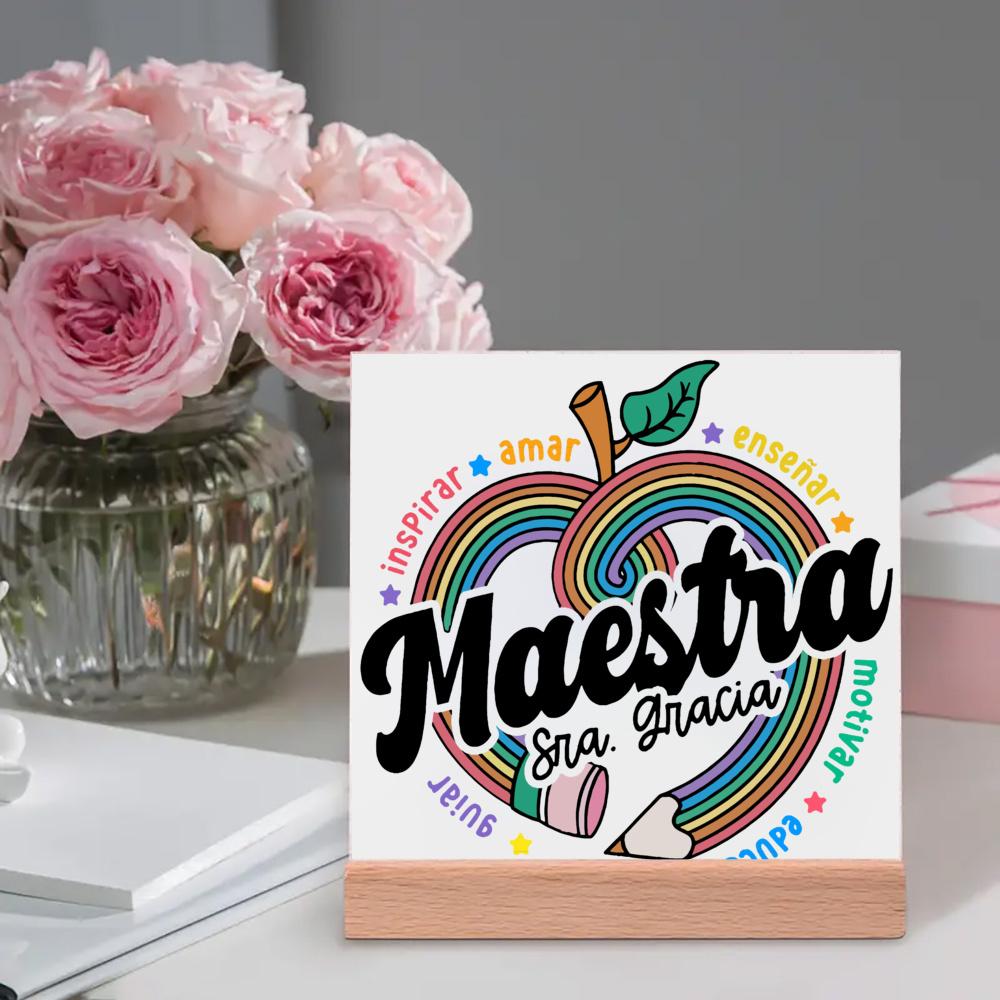 Professores Tornam o Difícil Fácil e o Impossível Possível Placa Impressa Sinal Presente Cerâmica Pôsteres Suporte de Madeira Decoração de Mesa