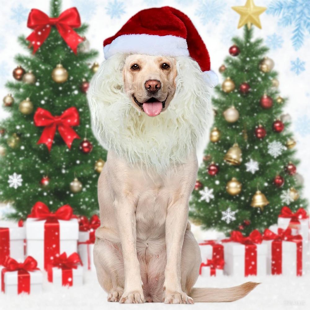 1PC Cute Christmas Dog Hat with Lion's Mane Cosplay Santa Claus Costumes Realistic Lion Wig for Pet Dog with Ear Pet Accessories