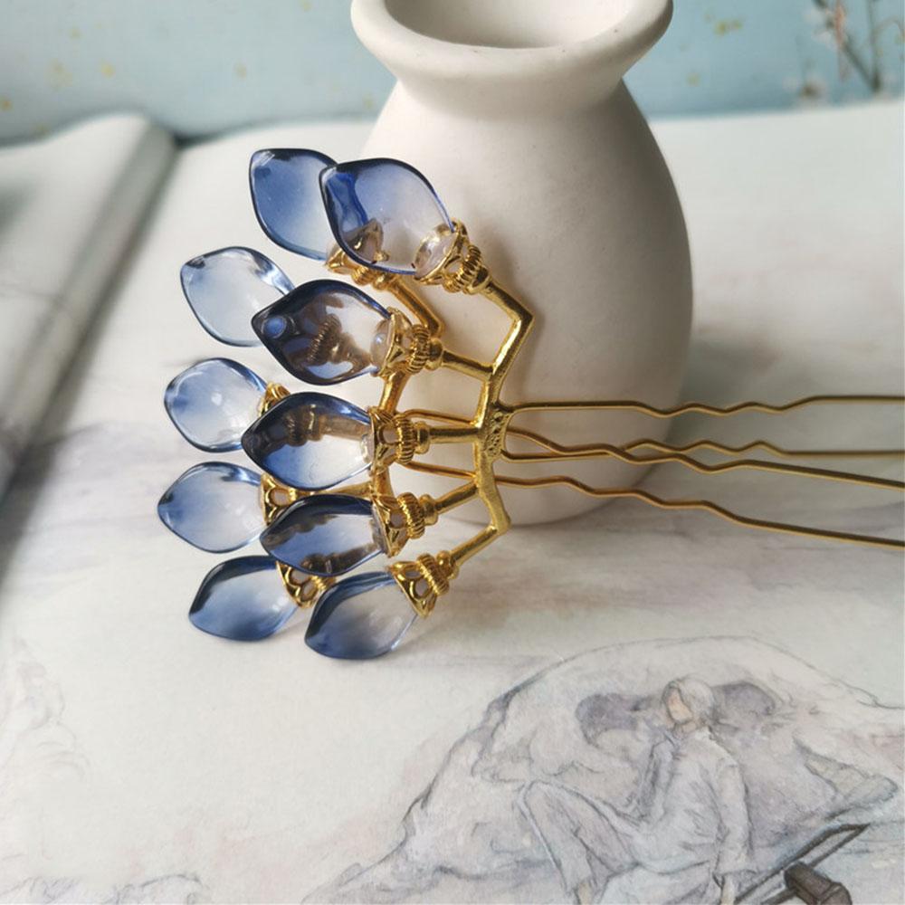 Crystal Petals Women U-shaped Zinc Zinc Alloy Hanfu Hair Sticks Pearl Row Hairpin Hair Forks Hair Accessories