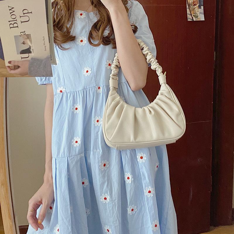 Yunduo Fold Bag Bag with One Shoulder Crossbody Handbag Niche Texture Korean New Underarm Bag Trendy