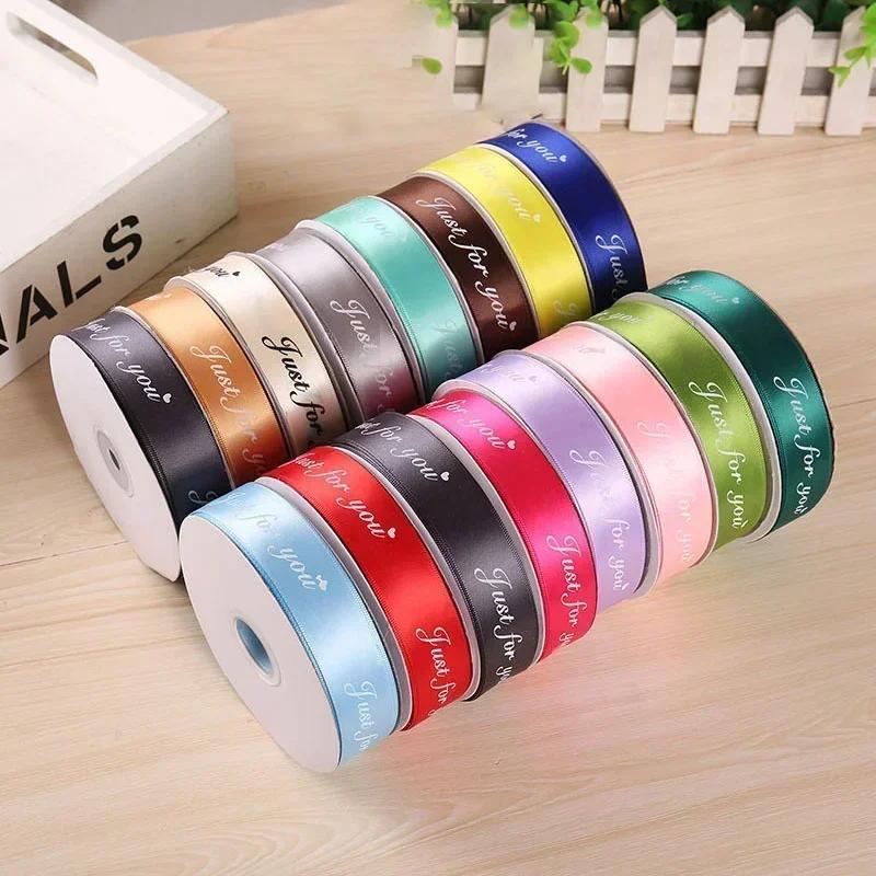 36 Meters Colorful Ribbons "just for you" English Word Gift Box Packaging Ribbon Valentine's Day Bouquet Decoration