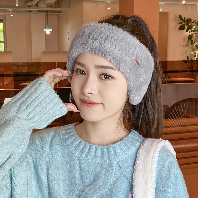 Headband, Empty Top Ear Protection Hat, Winter Warm and Windproof Knitted Confinement Hat, Big Head Circumference Versatile Outdoor Sports Running Hat