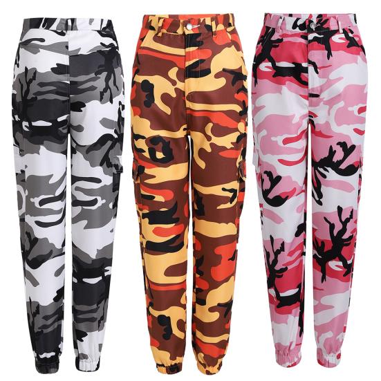Casual Women Camouflage Printed Middle Waist Jogger Harem Pants Long Trousers