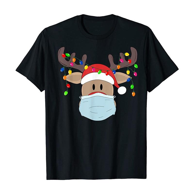 

Карантин 2020 Рождественская футболка Санта Мужская Женская Рождественская Маска Локдаун Футболка Топ Green,L