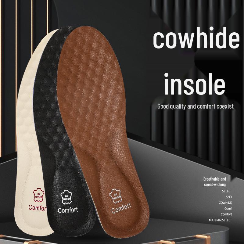 Pánská a dámská prodyšná stélka z hovězí kůže - Absorbující pot, Tlumící nárazy, Ultra měkká business vložka