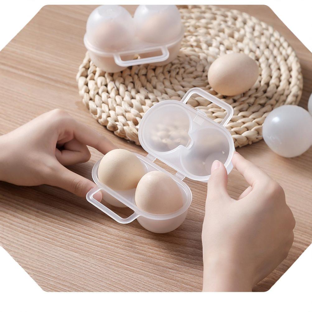 Portable Shockproof Transparent Egg Box with Handle - 2-Grid Egg Protector