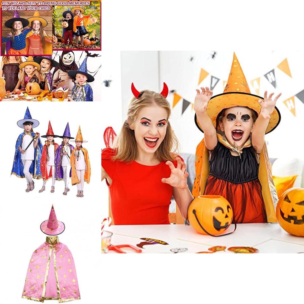 Elegant And Soft Children's Witch Cape With Hat For Halloween Props