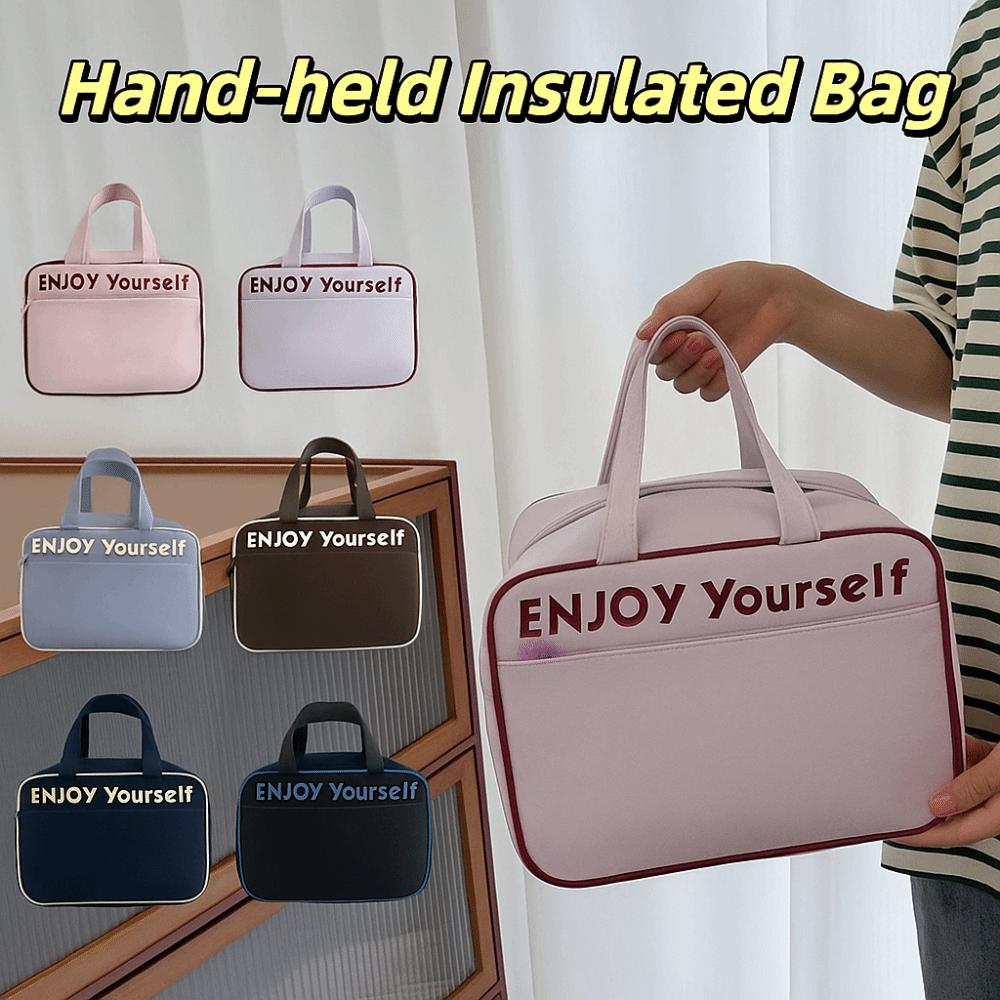 Nylon Insulated Bag Hand-held Insulated Bag Lunch Box Bag Student Lunch Bag  Office Worker