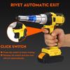 2.4-4.8mm Cordless Electric Rivet Nut Drill Insert Nut Pull Riveting Tool  With LED Light Battery 18V