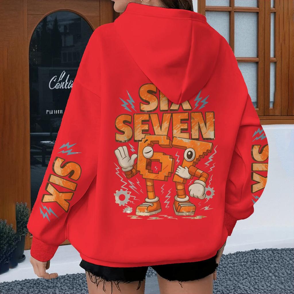 Cartoon 67 Six Seven Hoodies Men Women Meme Six Seven Cartoon Print Pullover Casual 67 Trend Hoody