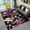 Fashion B-Black P-Pink Kpop Star Carpet Rug for Playroom Bedroom Living Room Sofa Home Decor,kid Area Rug Non-slip Floor Mat