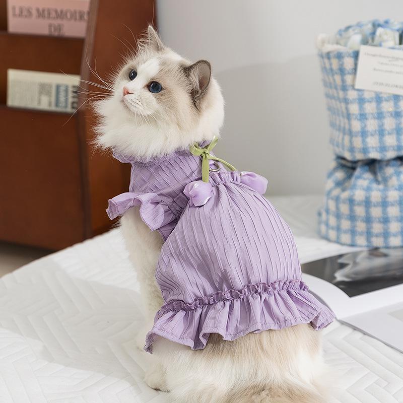 New princess style dog clothes spring and summer breathable tulip teddy than bear pet skirt cat clothes