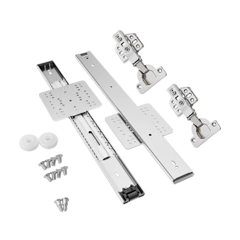 Smooth and Quiet Folding Invisible  Door Rail Cabinet Door Sliding Mechanism for Kitchen Cabinets & Living Room Storage
