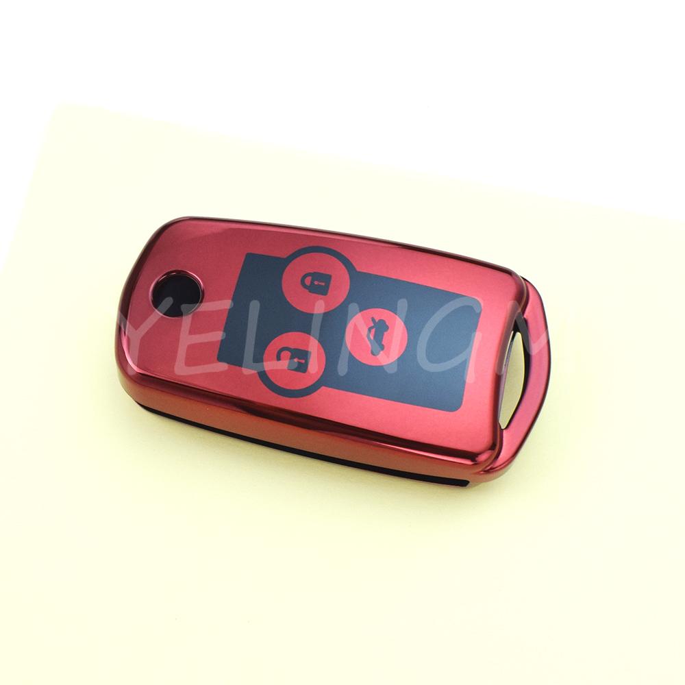 Car Flip Car Key Shell 2 3 Buttons Soft Tpu For Honda Civic Dio Fit Crv Hrv Accord Odyssey Jazz Folding Cover Protector Keychain
