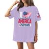 Damen Rundhals Bedrucktes Kurzarm T-Shirt Top