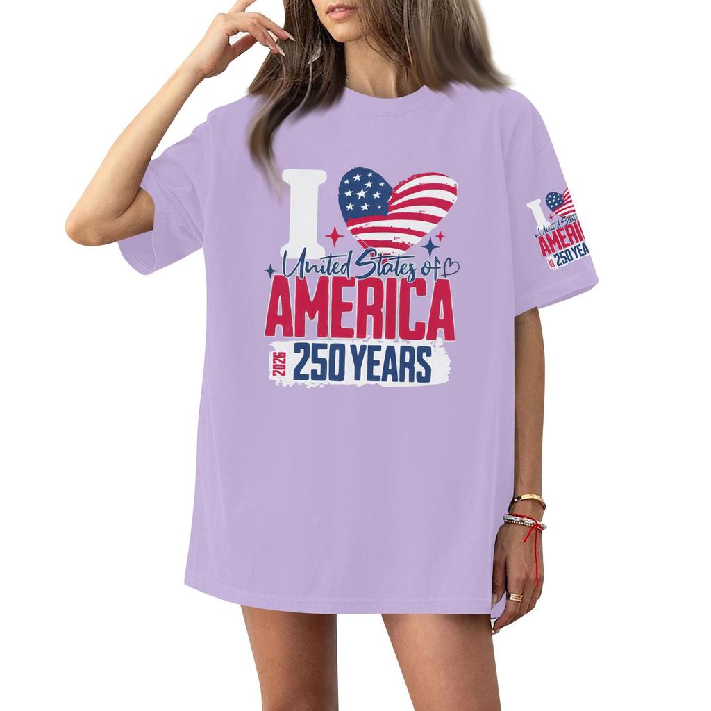 Damen Rundhals Bedrucktes Kurzarm T-Shirt Top