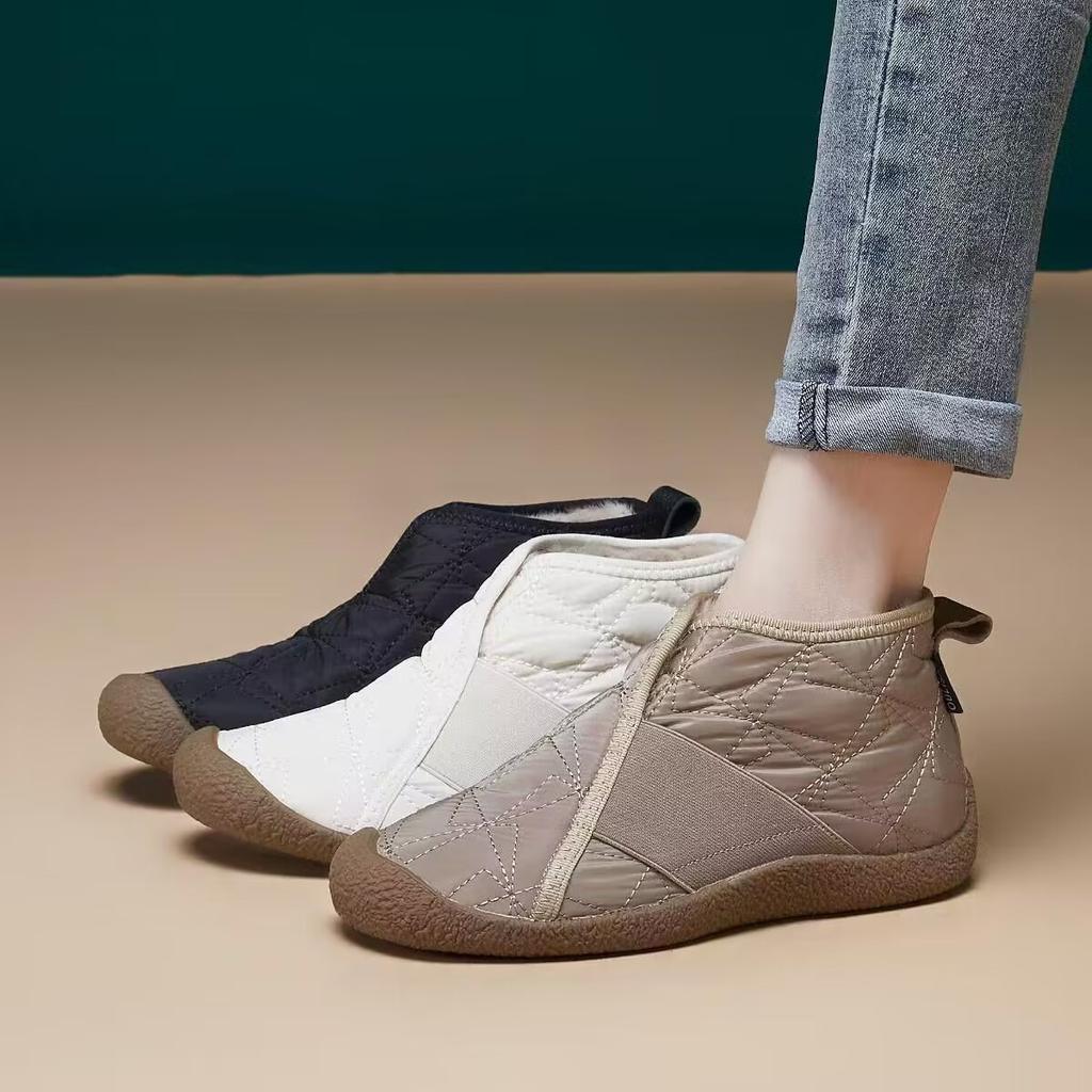 Winter Women's Anti Slip Fashionable Casual Short Boots, Waterproof and Plush Thickened Warm Flat Cotton Shoes, Snow Boots