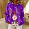 Women's Loose Comfortable Casual Fashion V-Neck Christmas Print Long Sleeve Hoodie