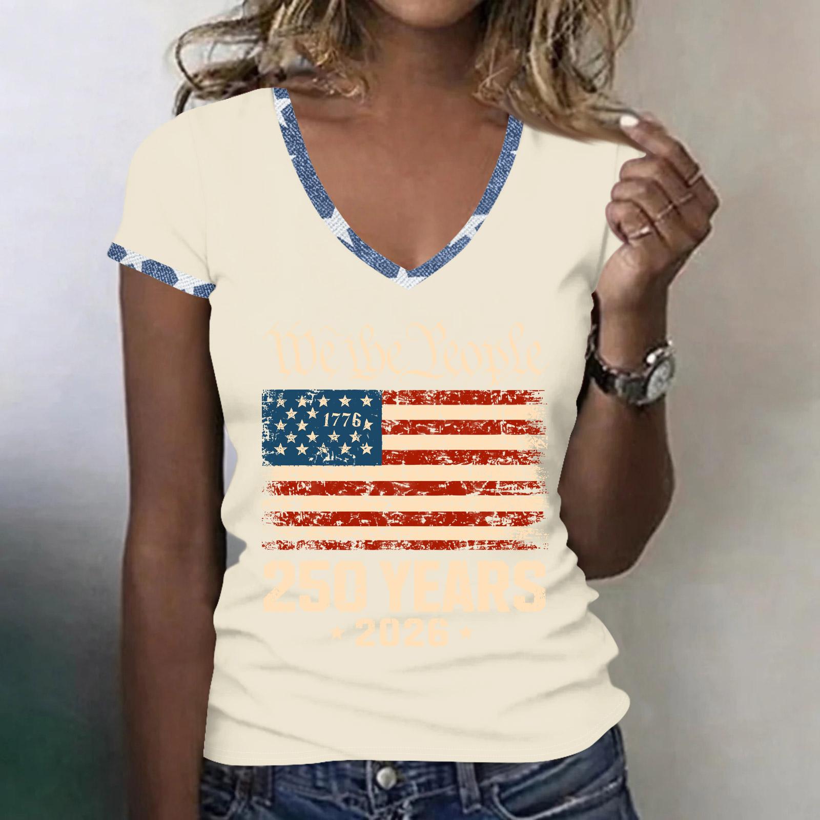 

Womens Spring Tops Summer Shirts for Women 2026 Casual V Neck Short Sleeve Womens Summer T Shirts Dressy Tops for Women M бежевый