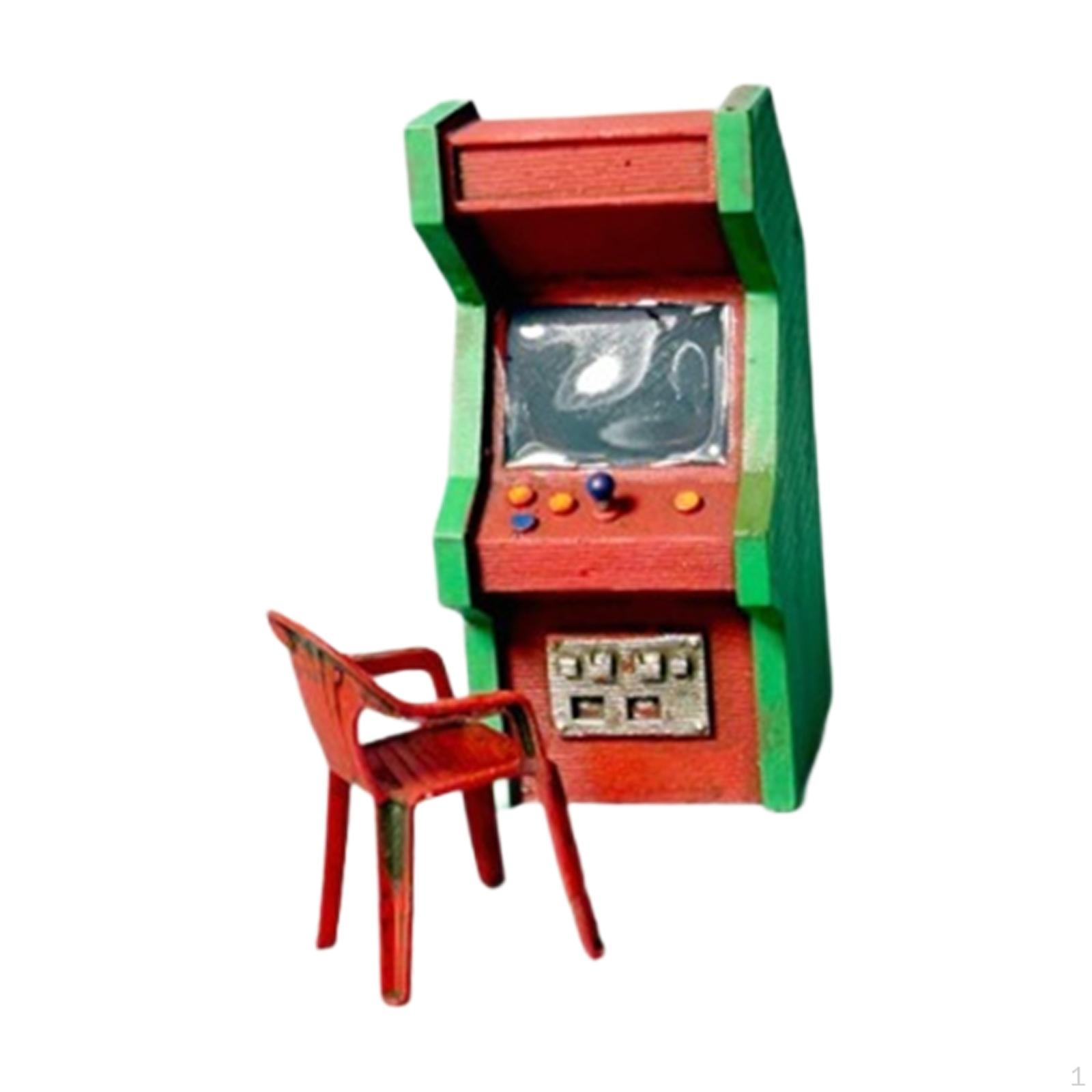 

1:64 Miniature Arcade Machine Model, High Back Chair Toy Mini Retro Games Model for Sand Table, DIY