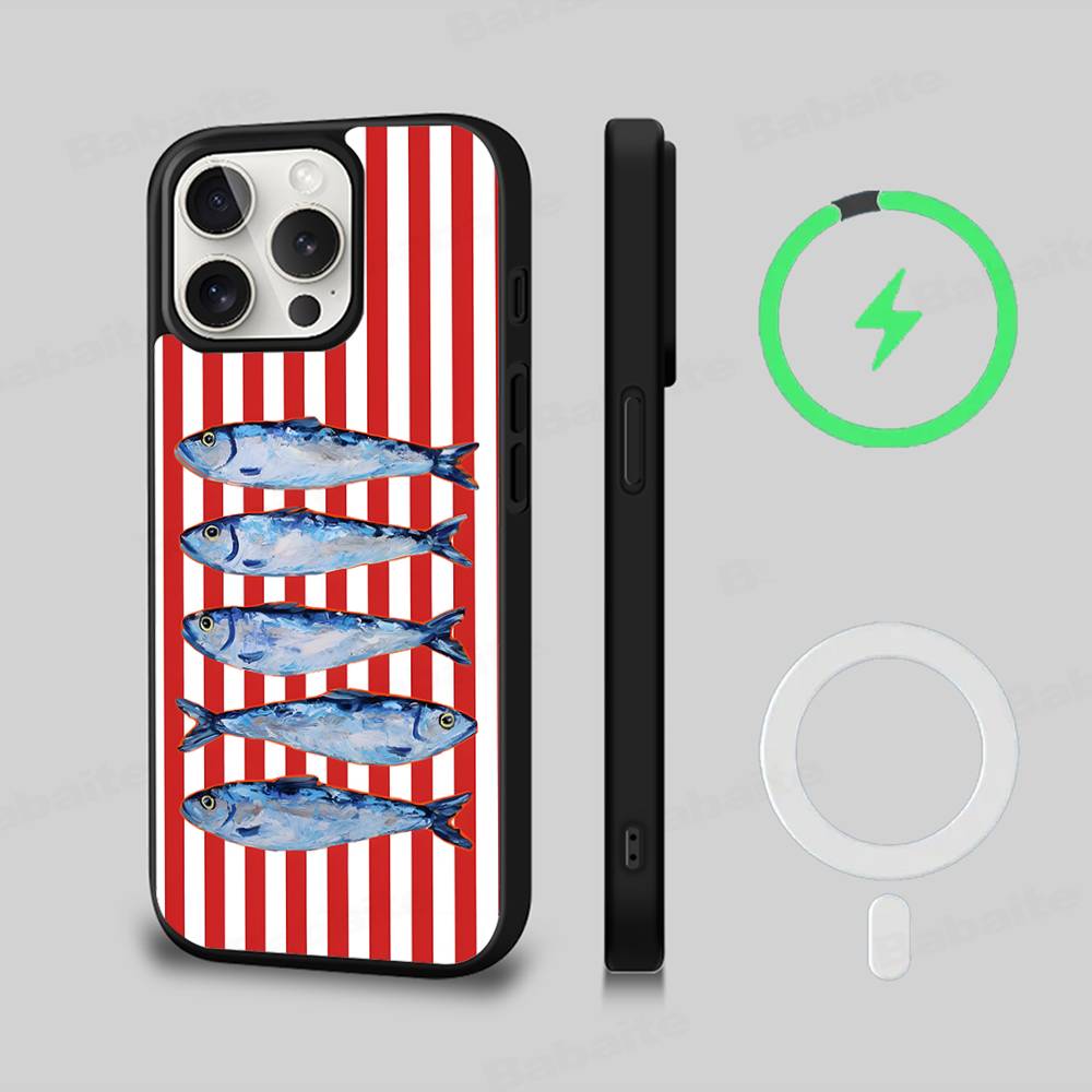 

Чехол Sardines для Magesafe с магнитной беспроводной зарядкой для iPhone 17 16 11 12 13 14 15 Pro Max Plus iPhone 15