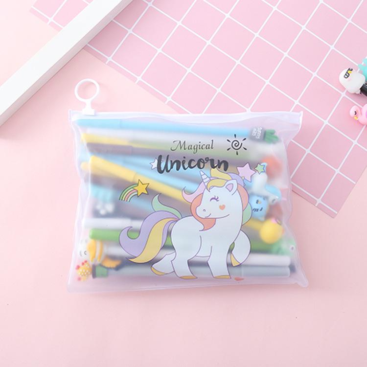 20-Piece Cartoon Gel Pen Set with Pencil Case - Black Ink 0.5mm