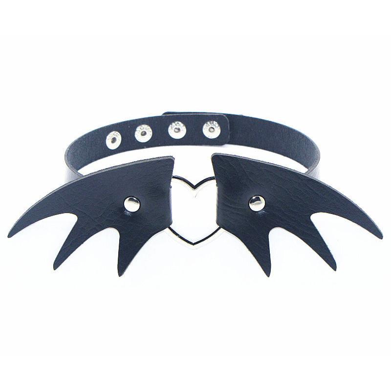 Donna Nero Pipistrello Punk Choker Collare Collana Sexy Pelle PU Serratura a Cuore Chiave Borchia Gotico Cosplay Accessori Gioielli da Festa Nuovo