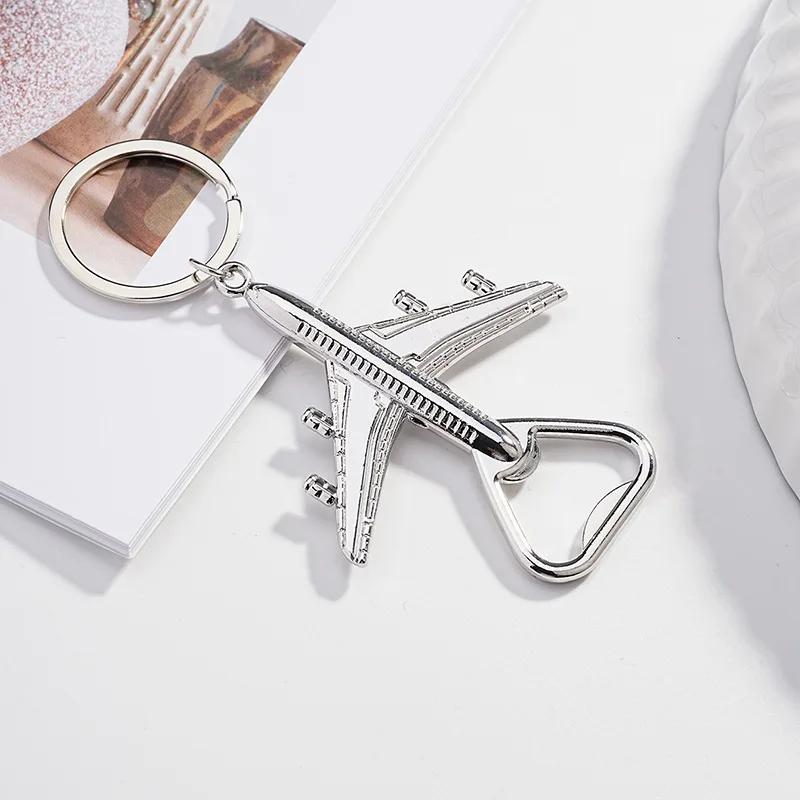 Creative Airplane Bottle Opener Keychain Metal Keyring Travel Lovers Gift Portable Multifunctional Beer Cap Opener Key Accessory
