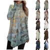 Damen Casual Alltagsoberteile Langarm Rollkragen Mode Print Shirt Tops T-Shirt Pullover