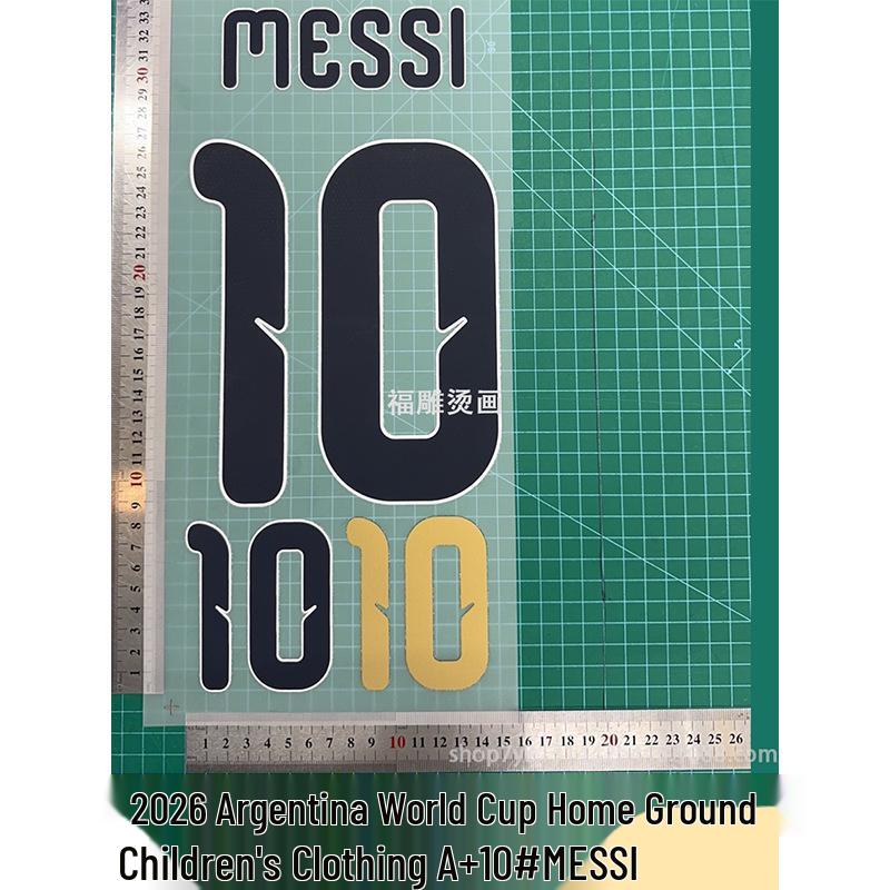 Argentina 2026 World Cup Kids Home Jersey with Messi #10 Heat Transfer Numbers.