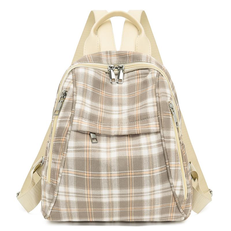 Campus Retro Plaid Backpack Junior Senior High School Student Schoolbag Girls Large Capacity Class Book Bag
