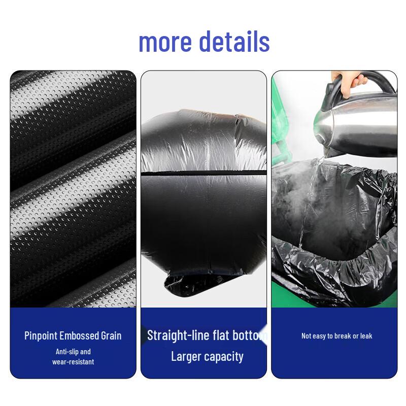 HUQUE Extra Large 100x120cm Thickened Flat Top Garbage Bags, 50 Count