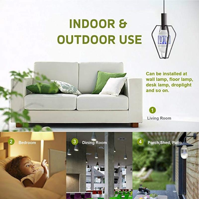 Household Mosquito Killer Bug Zapper LED Light Bulb 2-in-1 Mosquito Repellent Lamp White Bulb
