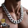 PLNÝ Stříbrný Řetízek Pánský Řetízek 13mm 925 STŘÍBRO ZASAZENÝ KDiamanty
