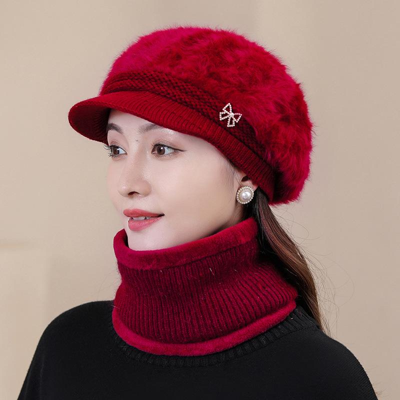 Mom Winter Hat Female Season Rabbit Fur Hat Grandma Thickened Elderly Warm Wool Hat