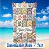 Dog Theme Beach Towel Personalized Custom Name & Text Soft Quick Dry Beach Towel for Swimming Travel