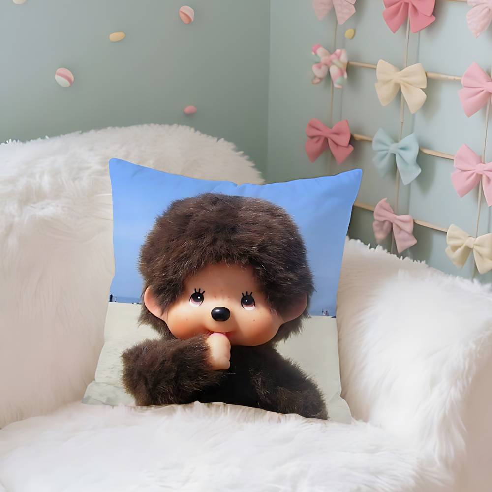 MMonchhichis Case Plush Fabric Soft Pillowcase Double Sided Print Cushion Cover Household Gifts
