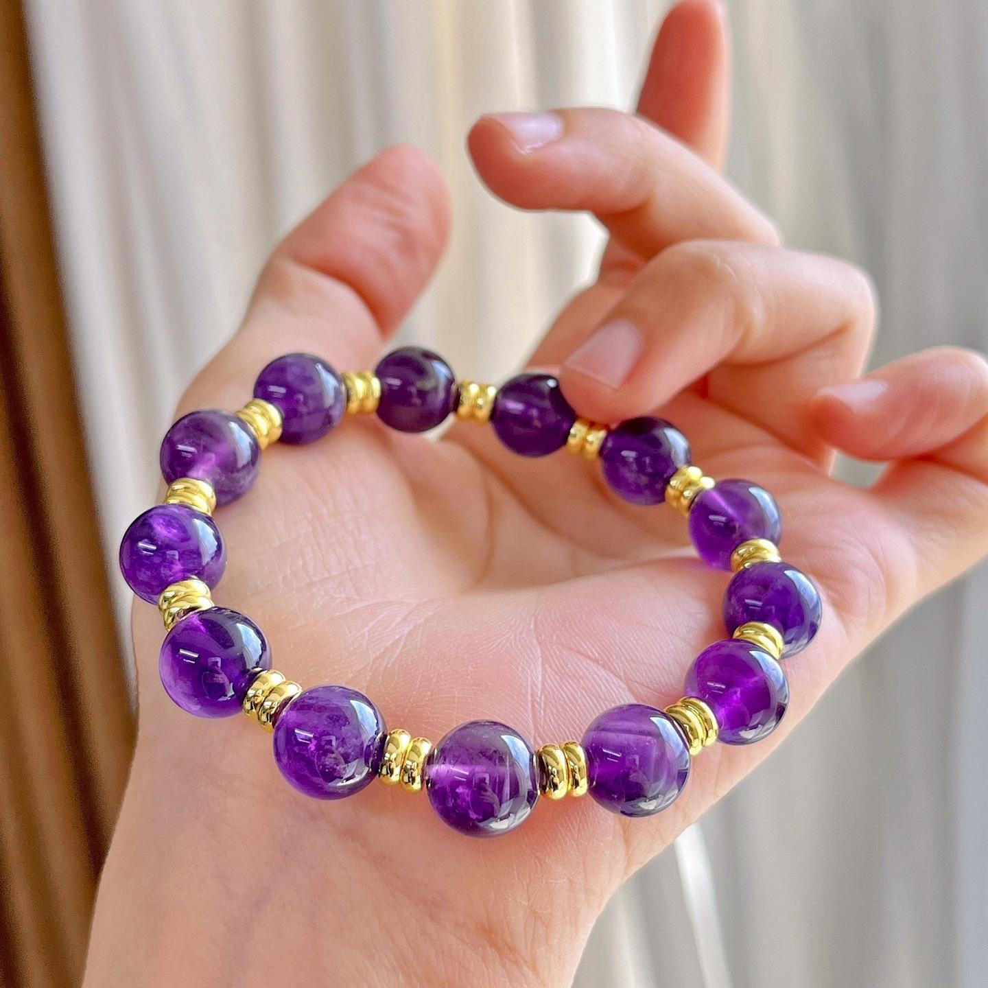 10Mm Natural Royal Purple Grape Amethyst Bracelet Bracelet Jewelry