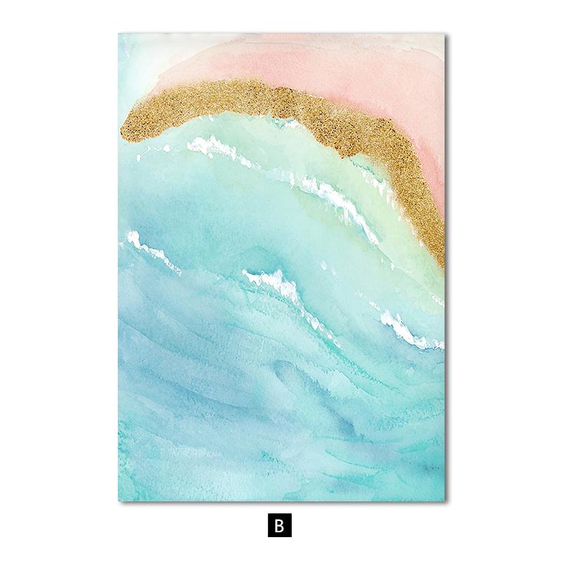 

Розово-синяя пляжная картина, абстрактная настенная живопись, морской пейзаж, современный пейзаж, плакаты на скандинавскую тему и принты, домашний декор для гостиной 30x40cm No Frame