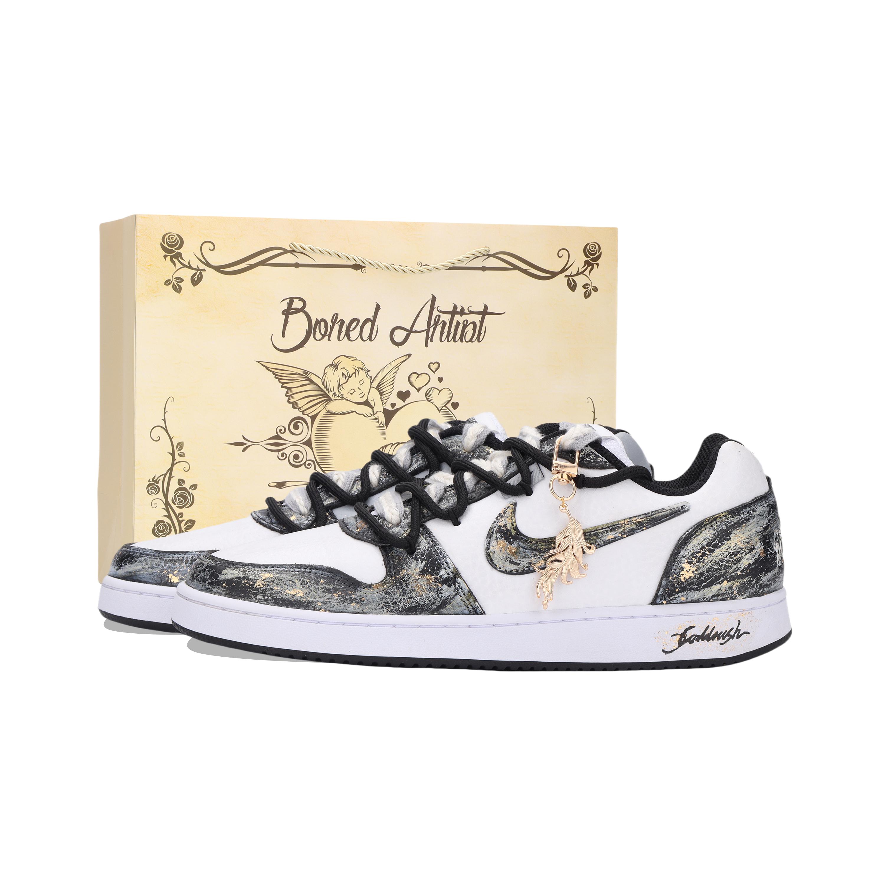 

Nike EBERNON Gold Rush Slip Resistant Abrasion Resistant Low top Skateboard Shoes Unisex Black Gold AQ1774-102(Team724-) 44.5