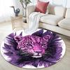 Purple Leopard Round Area Rug,Carpet Rug for Living Room Bedroom Sofa Playroom Decor,Non-slip Floor Mat